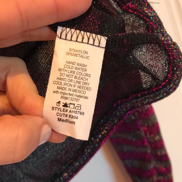 Pink striped sheer cropped top. - Picture 6 of 6